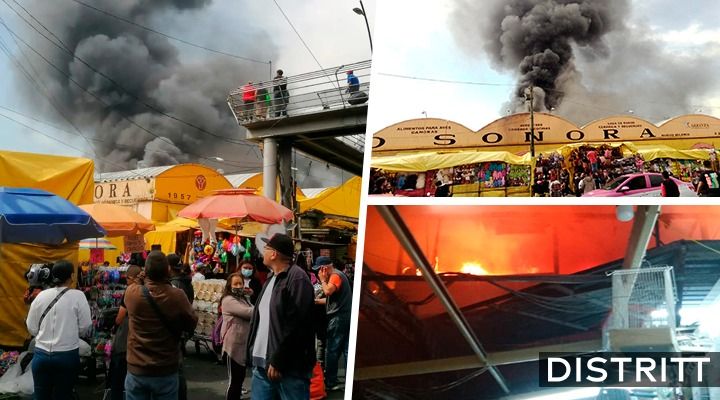 Incendio en Mercado de Sonora. Difunden fotos y videos