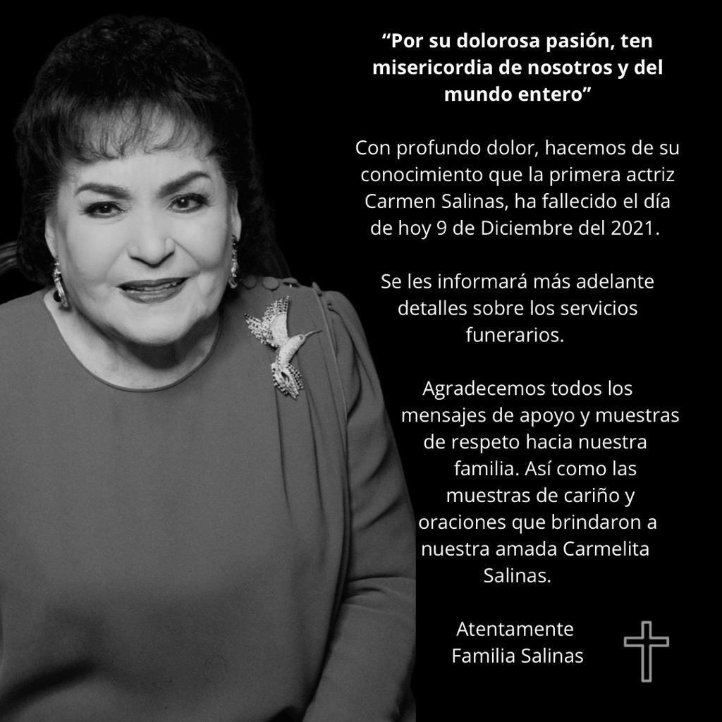 Muere actriz Carmen Salinas