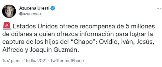 Ellos son los hijos de El Chapo por los que EU ofrece 20 mdd