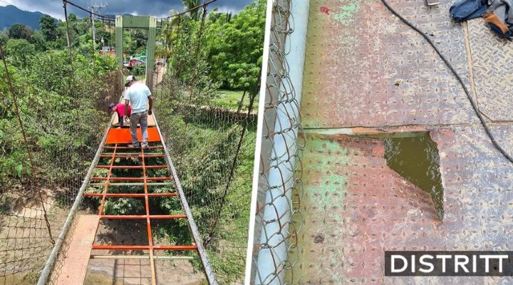 Oaxaca. Reportan desplome de puente colgante |FOTOS