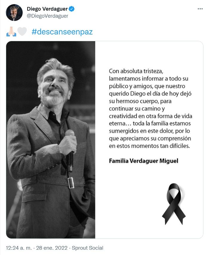 Muere Diego Verdaguer a los 70 años por COVID-19