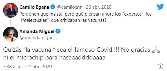 Las opiniones de Amanda Miguel sobre el COVID