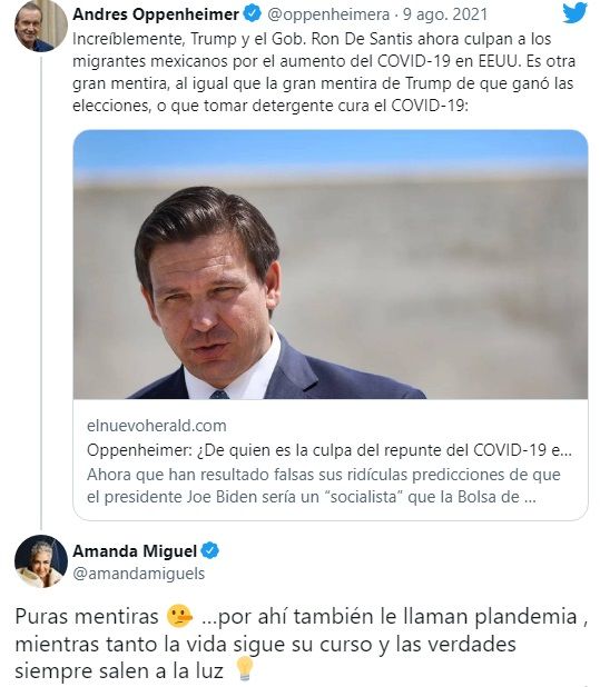 Las opiniones de Amanda Miguel sobre el COVID