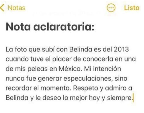 Yair Rodríguez aclara su foto con Belinda