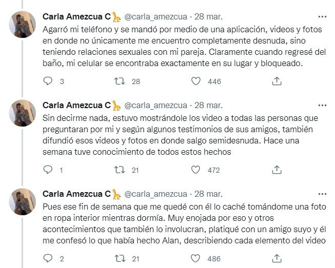 Carla Amezcua. Joven acusa a amigo de filtrar fotos íntimas