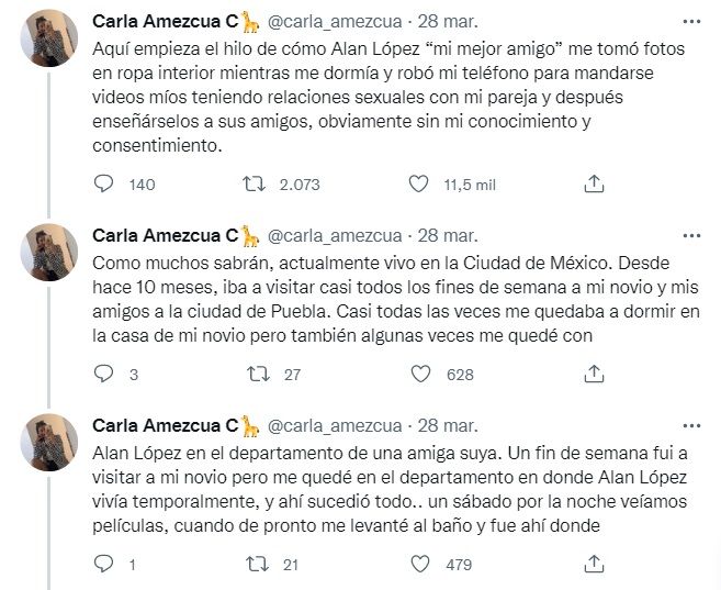 Carla Amezcua. Joven acusa a amigo de filtrar fotos íntimas