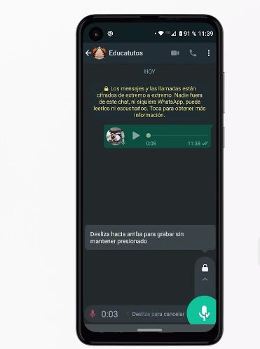 Mensajes de voz en WhatsApp sin mantener el botón pulsado