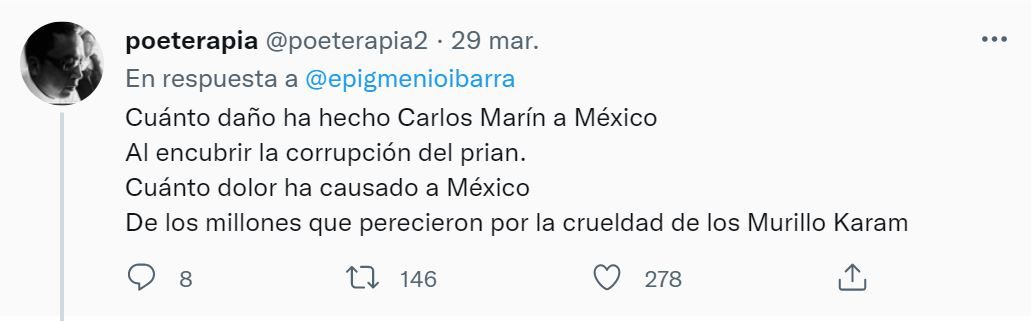 Tunden a Carlos Marín en redes