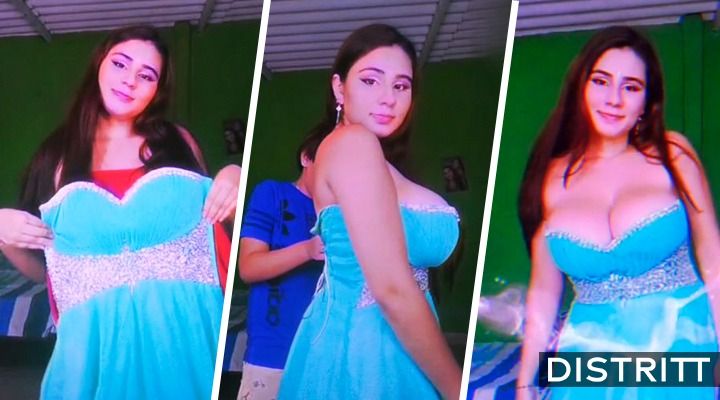 Mujer se prueba su vestido de XV años y resultado se hace viral |VIDEO