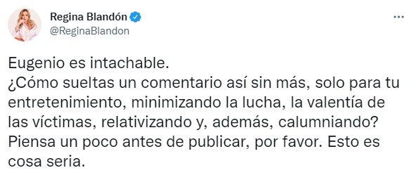 Regina Blandón explota ante supuesto acoso de Eugenio Derbez