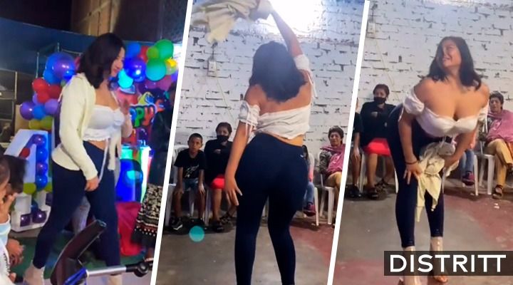 Madrina hace polémico baile en fiesta infantil |VIDEO