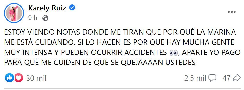 Karely Ruiz. Reacción tras huevazos en Carnaval de Guaymas