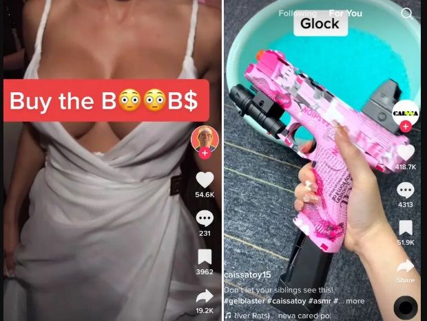 Mujer analiza sugerencias del algoritmo de TikTok