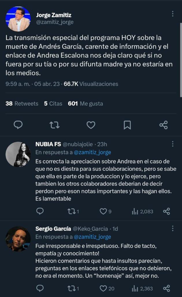 Redes reaccionan por comentario de Andrea Escalona