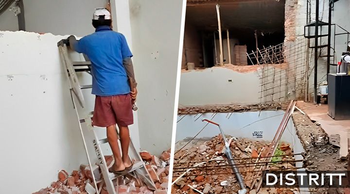 Hombre destruye casa que construyó en terreno de sus suegros