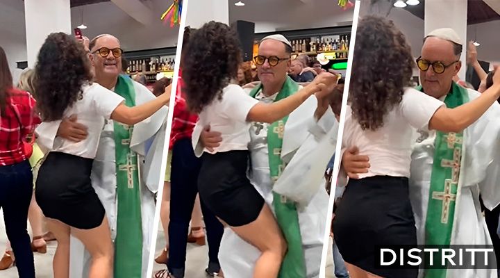 Sacerdote baila pegadito con mujer y divide opiniones |VIDEO