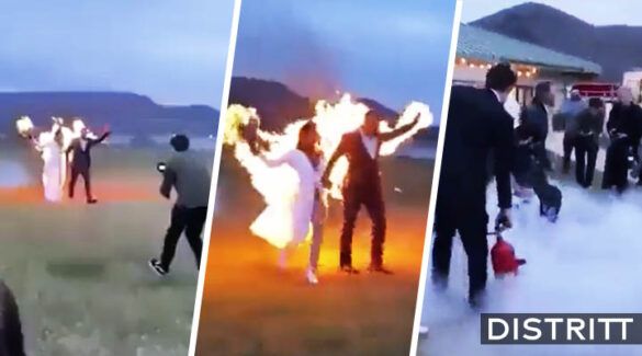 Novios boda fuego