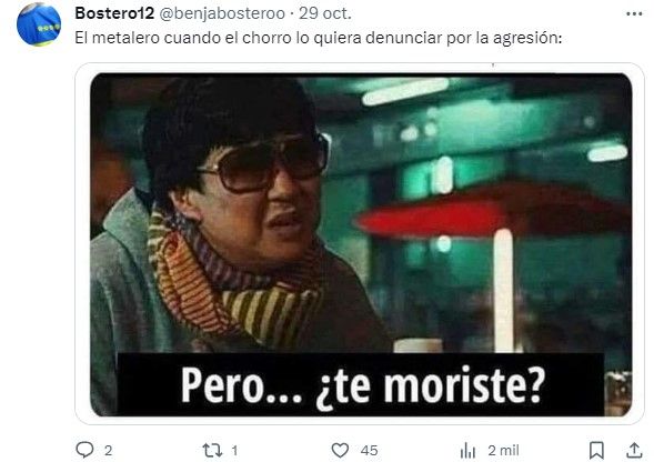 Meme sobre golpes a ladrón en Argentina