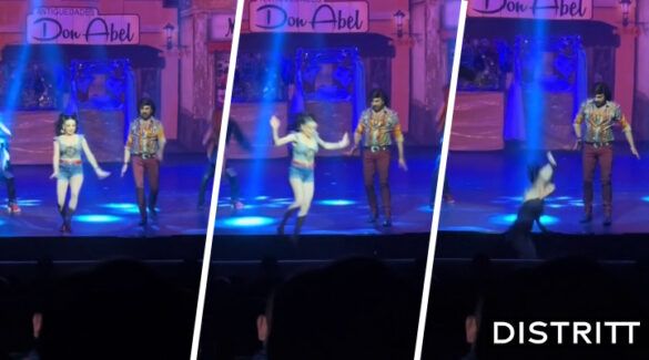 Violeta Isfel sufre caida en obra de teatro