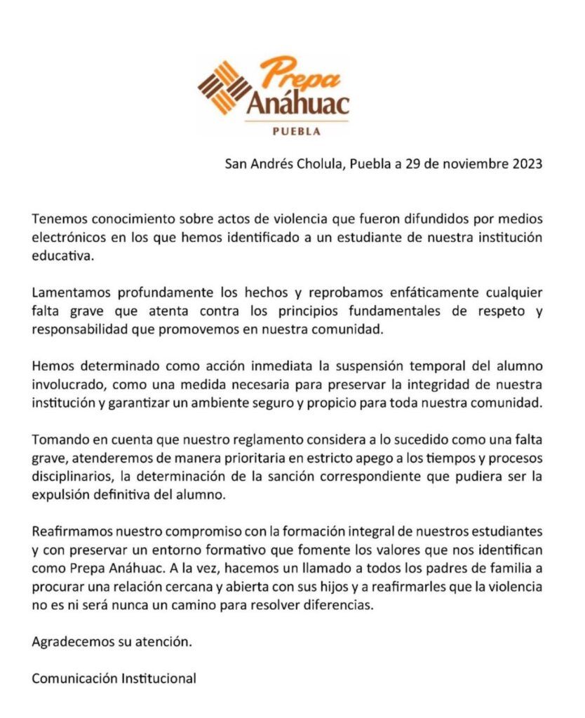 Comunicado Anáhuac