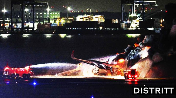 Avión se incendia en aeropuerto de Japón