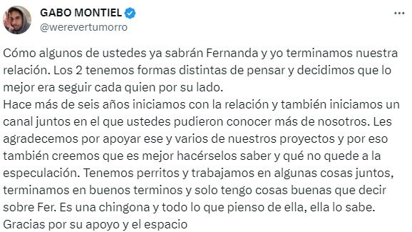 Werevertumorro habla de fin de relación