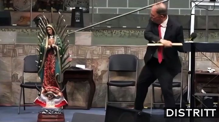 Pastor rompe imagen de la Virgen de Guadalupe