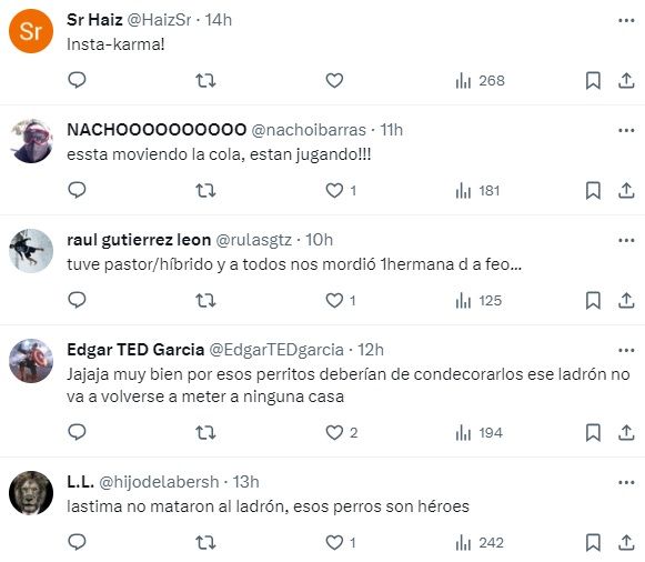 Reacciones sobre ataque de perros a ladrón