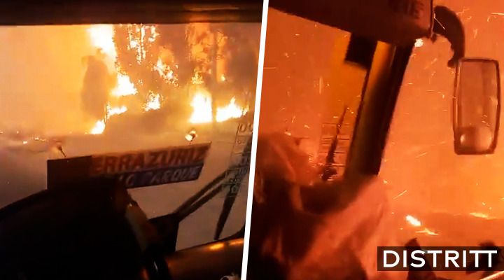 Chile. Chofer de autobús cruza incendio y salva a pasajeros