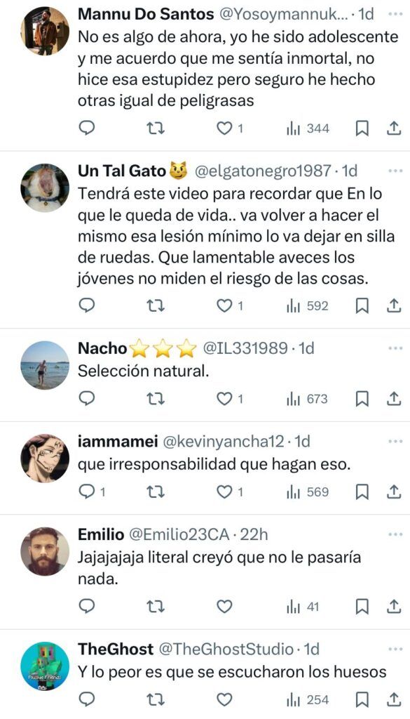 Comentarios de la caída de estudiante