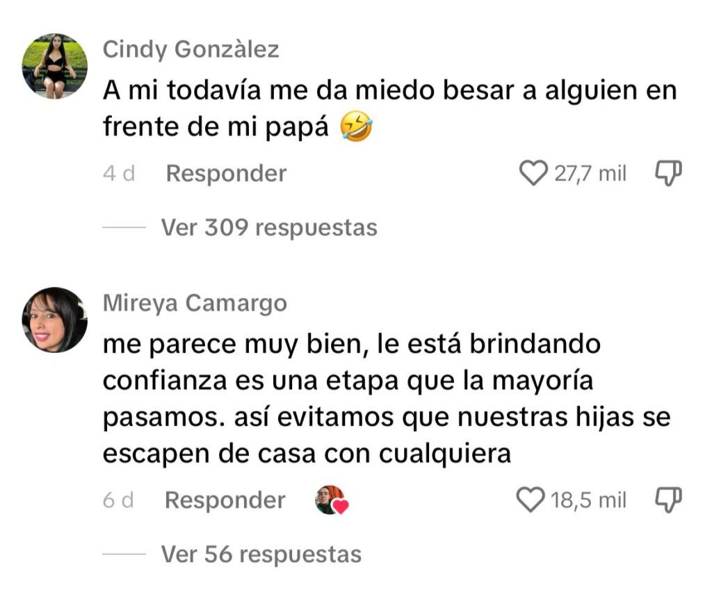 Usuarios reaccionan a video de papá viendo a su hija besar a su novio