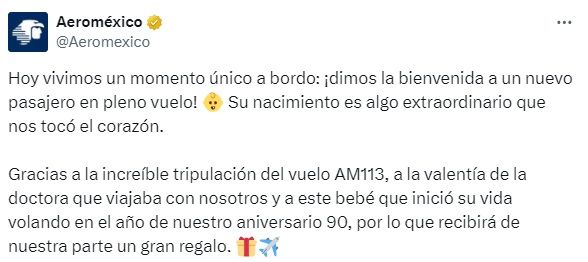 Reacción de Aeroméxico tras nacimiento de bebé 