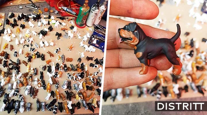 Artesano recrea perros en tamaño miniatura