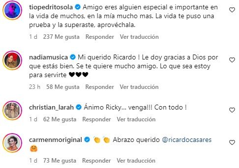 Amigos de Ricardo Casares reaccionan a su recuperación