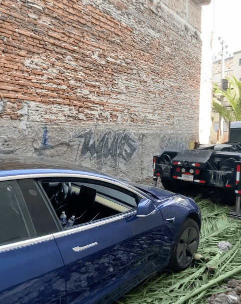 Tesla aplastado por cabeza Olmeca se hace viral 
