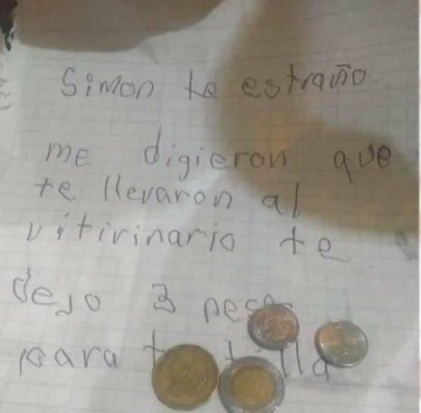 Carta de niño sobre perro Simón