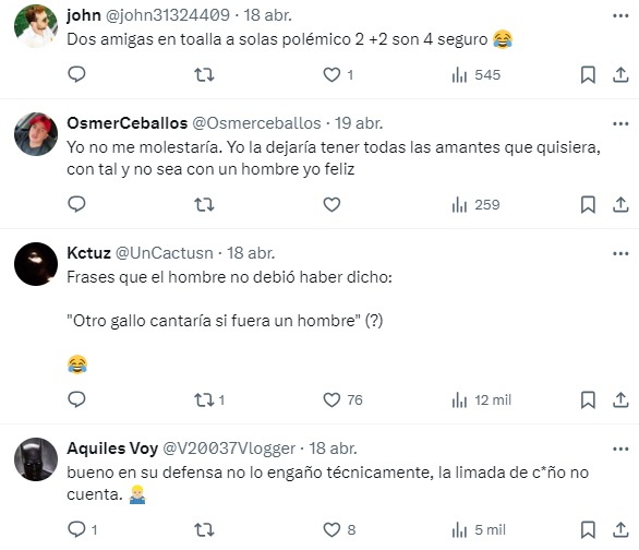 Reacciones sobre infidelidad cometida por esposa