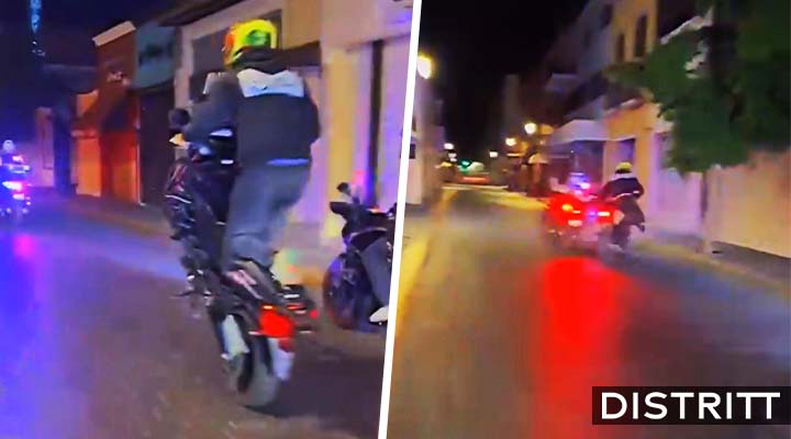 Motociclista intenta hacer caballito y choca con policía