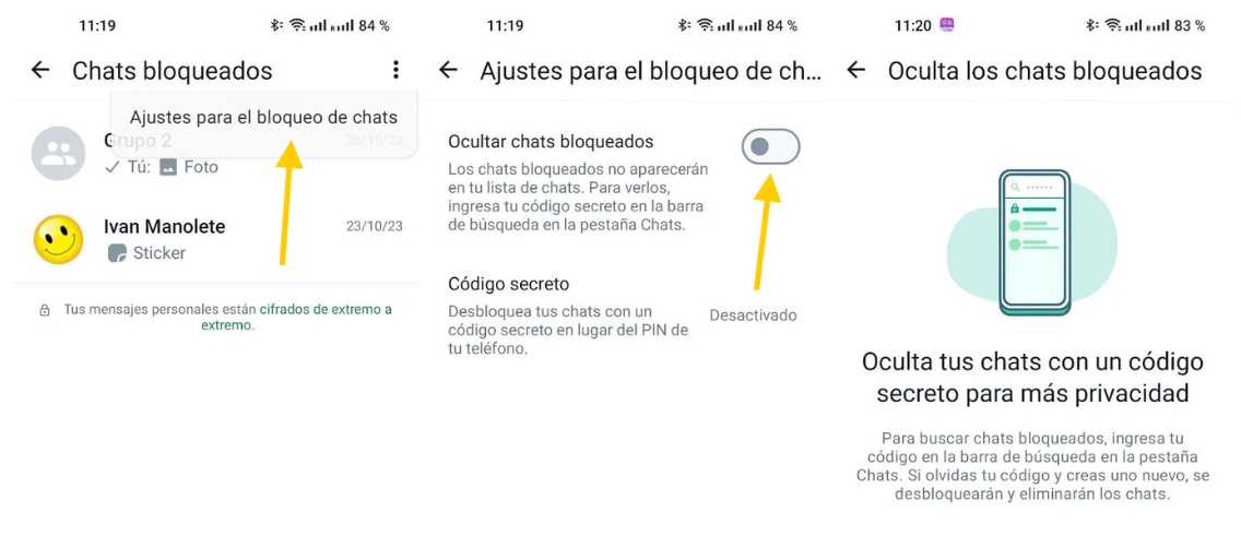 ¿Cómo bloquear un chat con código en WhatsApp?