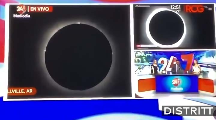 Televisora transmite video equivocado de eclipse solar 2024