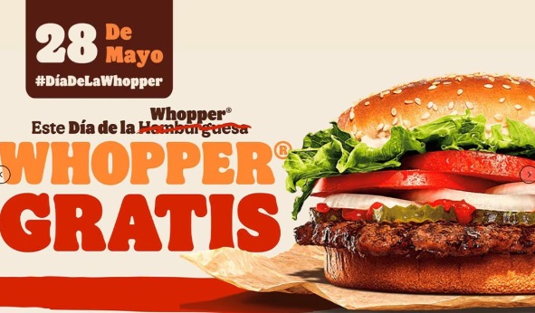 Cupón de hamburgesa gratis en Burger King