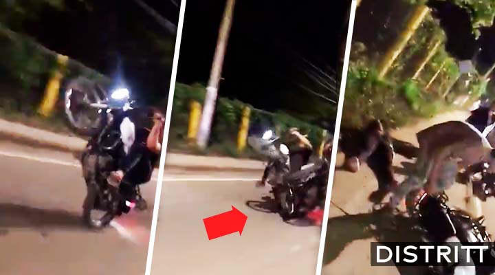 Joven sufre accidente tras fallar maniobra en moto |VIDEO