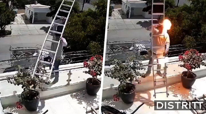 Hombre sufre descarga eléctrica durante trabajo
