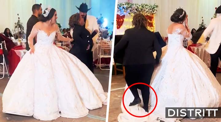 Tía pisotea vestido de novia de sobrina en fiesta; video