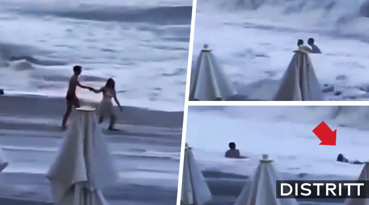 Ola arrastra mujer dentro dle mar y desaparece frente al novio