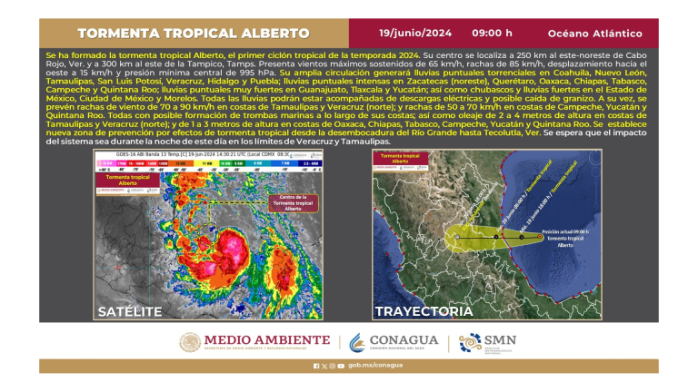 Tormenta tropical Alberto. ¿A qué estados afectaría?