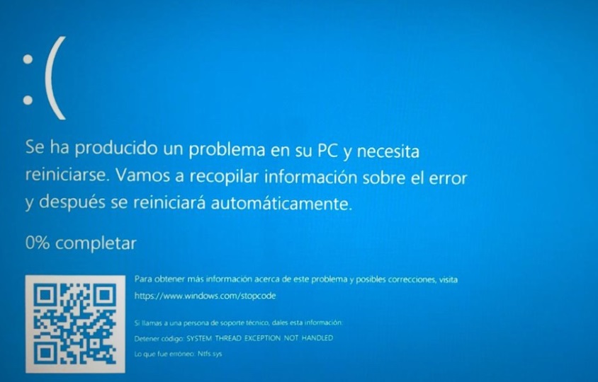 Aparece mensaje en pantalla azul de computadoras