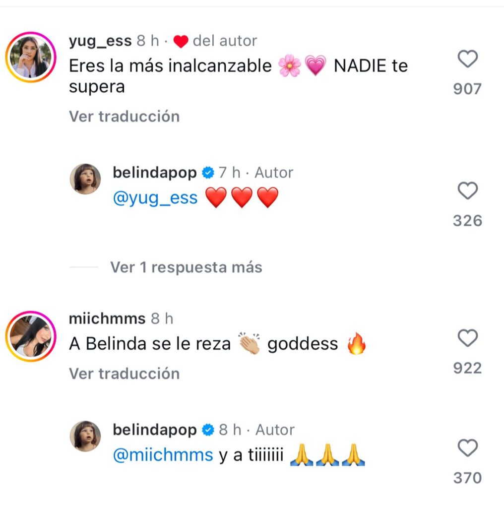 Belinda responde comentarios de fans