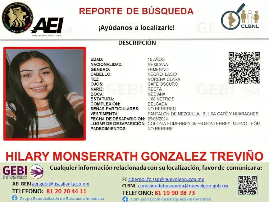 ficha de búsqueda de Hilary Monserrat González
