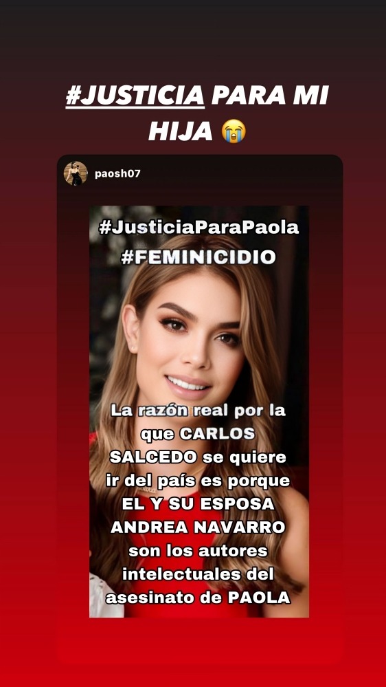 mamá de Carlos Salcedo lo acusa en redes sociales